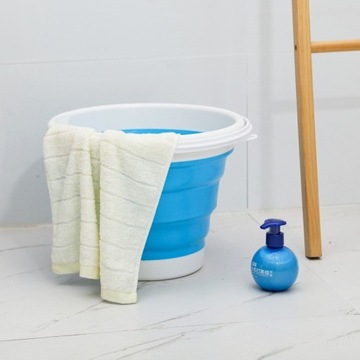 СИЛИКОНОВОЕ ВЕДРО ДЛЯ ВОДЫ, СКЛАДНОЕ, ПОРТАТИВНОЕ, С КРЫШКОЙ, УНИВЕРСАЛЬНОЕ, 5Л