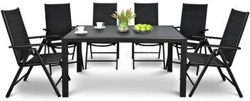 ZESTAW MEBLI OGRODOWYCH aluminiowych STÓŁ KRZESŁA SYDNEY Black 7 el