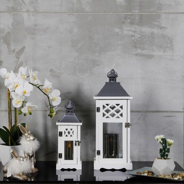 Фонарь Деревянный садовый фонарь, белый, комплект 2-в-1 для дома и дачи