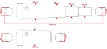 ЦИЛИНДР HYDR 580 ДЛЯ ПРИЦЕПОВ HL 8011 6011 + КРЕПЛЕНИЕ