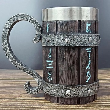 Деревянная дубовая кофейная кружка в стиле викингов, большая пивная кружка