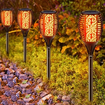 8x Lampa ogrodowa solarna LED LATARNIA POCHODNIA WBIJANA płomień 50cm