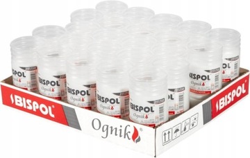 Bispol Ognik wkłady parafinowe do zniczy 2 dni palenia opakowanie 24 sztuk