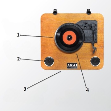 РЕТРО-ПЛЕЕР ДЛЯ ВИНИЛОВЫХ ПЛАСТИНОК 3-СКОРОСТНОЙ ДЕРЕВЯННЫЙ USB SD AKAI ATT-11BTN