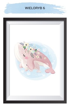 PLAKAT do pokoju dziecka A4 A3 kolekcja WIELORYB - różne wzory -