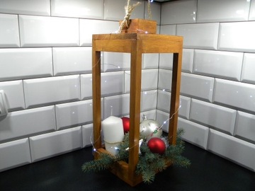 Деревянный фонарь-фонарь 35 см белый