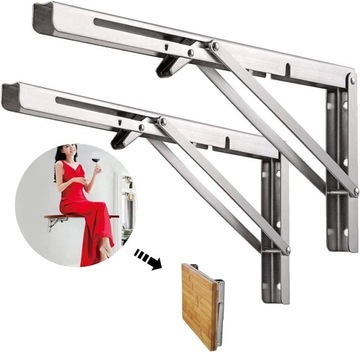 ВЕРХНЯЯ ОПОРА СКЛАДНАЯ ПОЛКА L500 НЕРЖАВЕЮЩАЯ СТАЛЬ 500Х170 ММ СЕРЕБРЯНАЯ 2 ШТ.