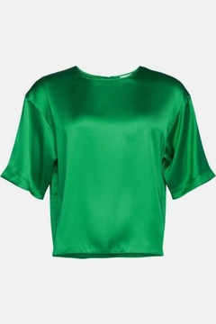 Warehouse damska zielona satynowa bluzka o luźnym kroju defekt 44