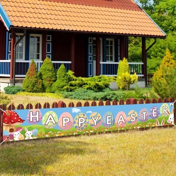 Счастливой Пасхи, украшение пасхального знака, баннер с кроликом, газон в стиле B