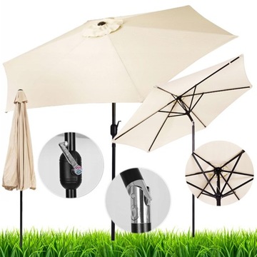 PARASOL SKOŚNY OGRODOWY BALKONOWY DUŻY SKŁADANY NA TARAS BALKON BEŻOWY