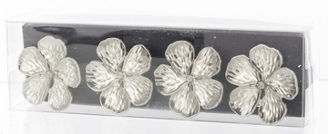 Кольца для салфеток, набор из 4 шт., серебряные цветы, незабудки