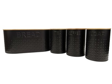 ZESTAW 5w1 CHLEBAK + POJEMNIK NA KAWA CUKIER HERBATA + DESKA KROJENIA WZ03