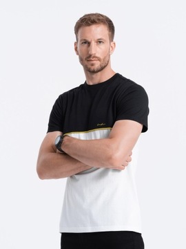 T-shirt męski bawełniany dwukolorowy czarno-biały V2 S1619 M