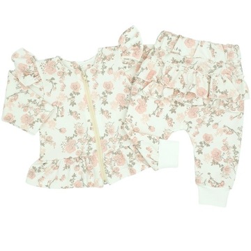 Komplet dresowy rozpinana bluza +spodnie falbanka