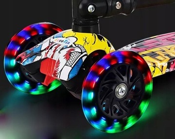 HULAJNOGA TRÓJKOŁOWA DLA DZIECI TOBBI-TOYS BALANSOWA KOŁA LED GRAFFITI