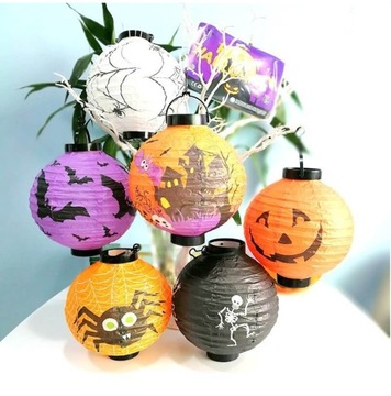 ГИРЛЯНД БУМАЖНОГО ФОНАРЯ НА ХЭЛЛОУИН СО СВЕТОДИОДНОЙ ПОДСВЕТКОЙ, 6 СТИЛЕЙ