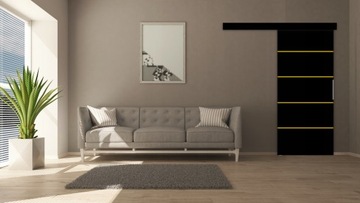 Drzwi przesuwne naścienne ALFA 95 czarne + system przesuwny, wybór kolorów