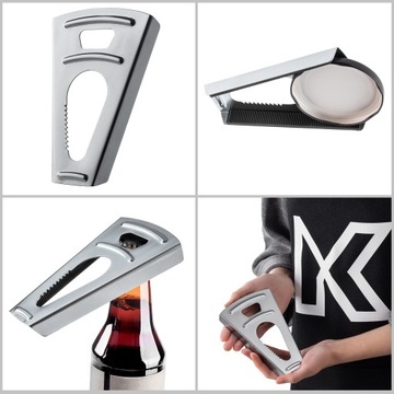 УНИВЕРСАЛЬНОЕ РУКОВОДСТВО Открывалка 2-в-1 для банок, бутылок, крышек и колпачков.