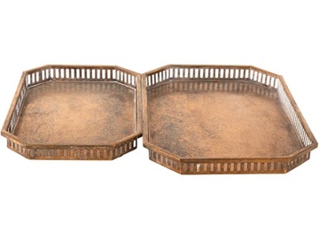 KOLEKCJA ANTYK Komplet DWIE ZŁOTE Tace metalowe - NA PREZENT