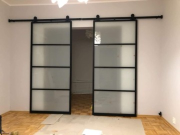 2x Drzwi przesuwne Loftowe retro kratka + system