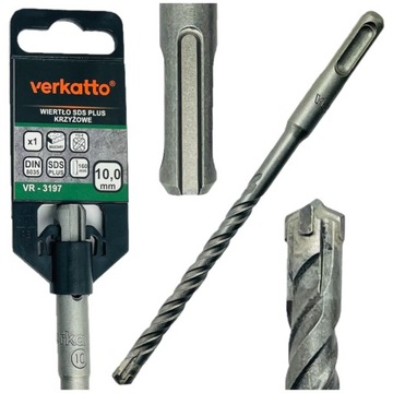 Wiertło DO BETONU muru cegły SDS PLUS fi 10x160 krzyżowe udarowe Verkatto