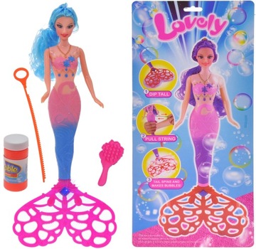 LALKA SYRENKA PUSZCZAJĄCA BAŃKI DUŻA 37 CM + PŁYN