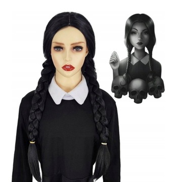 ПАРИК WEDNESDAY ADDAMS ЧЕРНЫЕ КОСИКИ 56 СМ УНИВЕРСАЛЬНЫЙ 56 СМ