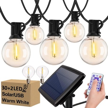 GIRLANDA SOLARNA OGRODOWE ŚWIETLNA 10,3M PATIO BALKON TARAS ŁAŃCUCH 30LED