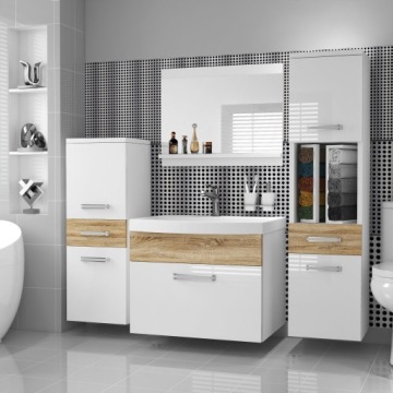 Meble łazienkowe z LUSTREM z UMYWALKĄ POŁYSK