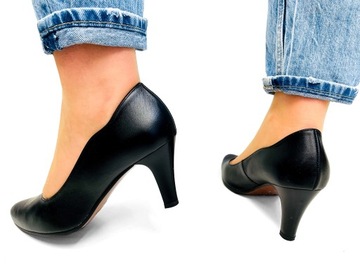 ЧЕРНЫЕ КОЖАНЫЕ ТУФЛИ НА НИЗКОМ КАБЛУКЕ ДЛЯ HONIONS 39