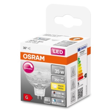 Светодиодный прожектор OSRAM 5W = 35W 2700K 12V GU5.3 DIM