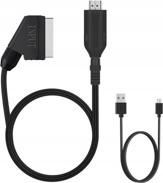Конвертер Scart в HDMI с кабелем HDMI и адаптером HDTV