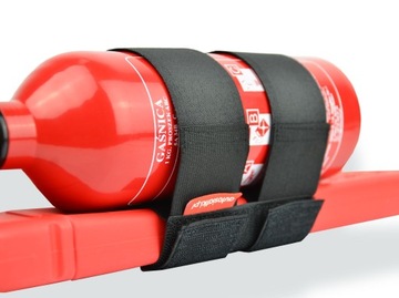 ДЕРЖАТЕЛЬ ОГНЕТУШИТЕЛЯ И КРЕПЛЕНИЕ НА ТРЕУГОЛЬНОЙ ЛЕНТЕ-ВЕЛКРО