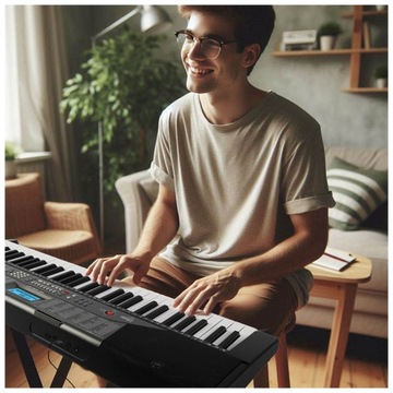 БОЛЬШОЕ КЛАВИАТУРНОЕ ПИАНО ДЛЯ ОБУЧАЮЩИХ ИГР ДЛЯ ДЕТЕЙ, 61 КЛАВИША, БЛОК ПИТАНИЯ