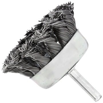 SZCZOTKA PLECIONA DRUCIANA CZOŁOWA 75mm NA WIERTARKĘ Z TRZPIENIEM M6