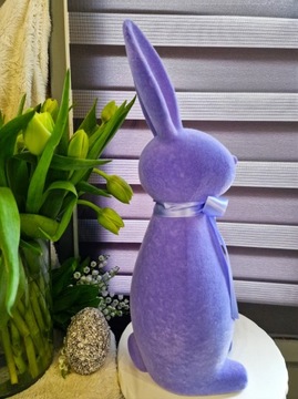 ПАСХАЛЬНАЯ ФИГУРКА ЗАМШЕВЫЙ ЗАЯЦ КРОЛИК фиолетовый