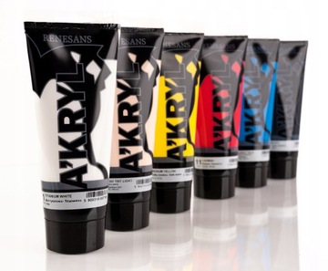 FARBY AKRYLOWE RENESANS 6szt 200ml ZESTAW FARB