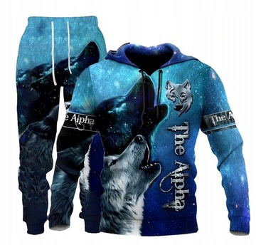 NOWY KOMPLET DRESOWY DRES SPODNIE BLUZA WILK