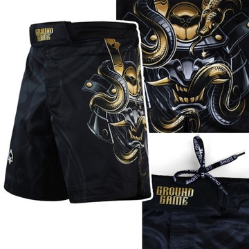 Krótkie spodenki męskie treningowe Ground Game MMA Oni Samurai Czarne r. M
