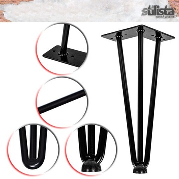 4x МЕТАЛЛИЧЕСКИЕ НОЖКИ ДЛЯ СТОЛА НОЖКИ-ШПИЛЬКИ 40 СМ, 3 ПЛАНКИ