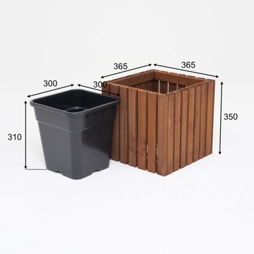 Квадратный горшок с пластиковой вставкой 1x18L Терраса сад балкон