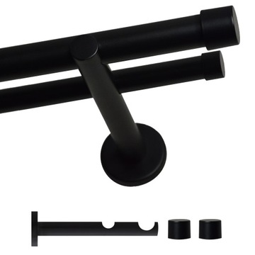 VOPPI KARNISZ PODWÓJNY LOFT 19+19MM 220 CM CZARNY