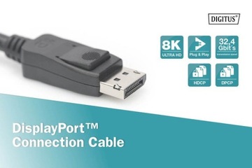 Digitus Kabel połączeniowy DisplayPort z zatrzaska