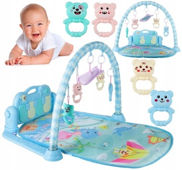 INTERAKTYWNA MATA EDUKACYJNA Z PIANINKIEM 3w1 MATA DLA MALUSZKA + ZABAWKI