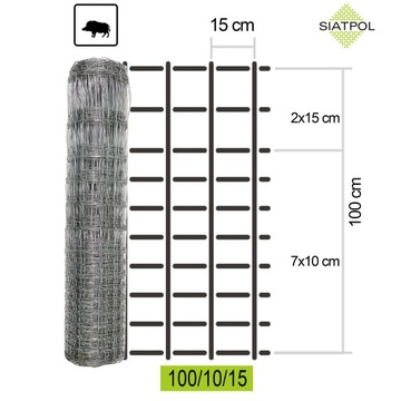 SIATKA OGRODZENIOWA LEŚNA 100cm wysokość rolka 50m