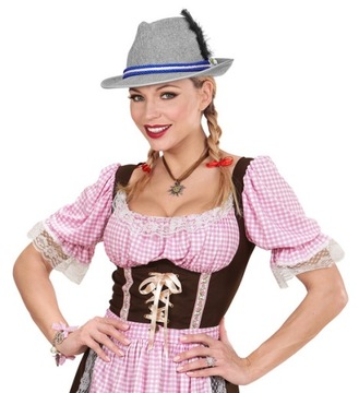 СЕРАЯ БАВАРСКАЯ ШЛЯПА С ПЕРОМ ОКТОБЕРФЕСТ