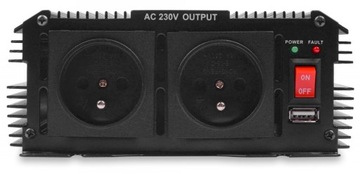 PRZETWORNICA NAPIĘCIA 24V 230V 1000/2000W USB VOLT