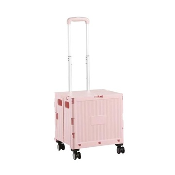 Składany wózek na zakupy Ręczny drążek tylny Wózek na zakupy Handtruck Różowy
