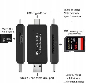 Устройство чтения карт SD MicroSD USB USB-C MICRO USB 1 5 в 1