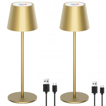 LAMPKA NOCNA LED RGB DOTYKOWA ŚCIEMNIANA LAMPKA BIURKOWA ZŁOTA 2SZT